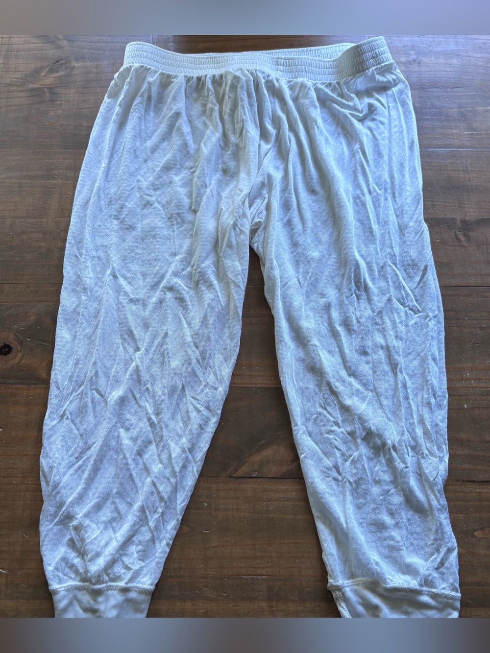 L.L. Bean Cropped Base Layer  Bottoms-100% Silk Pointelle-White-Women's Petite M